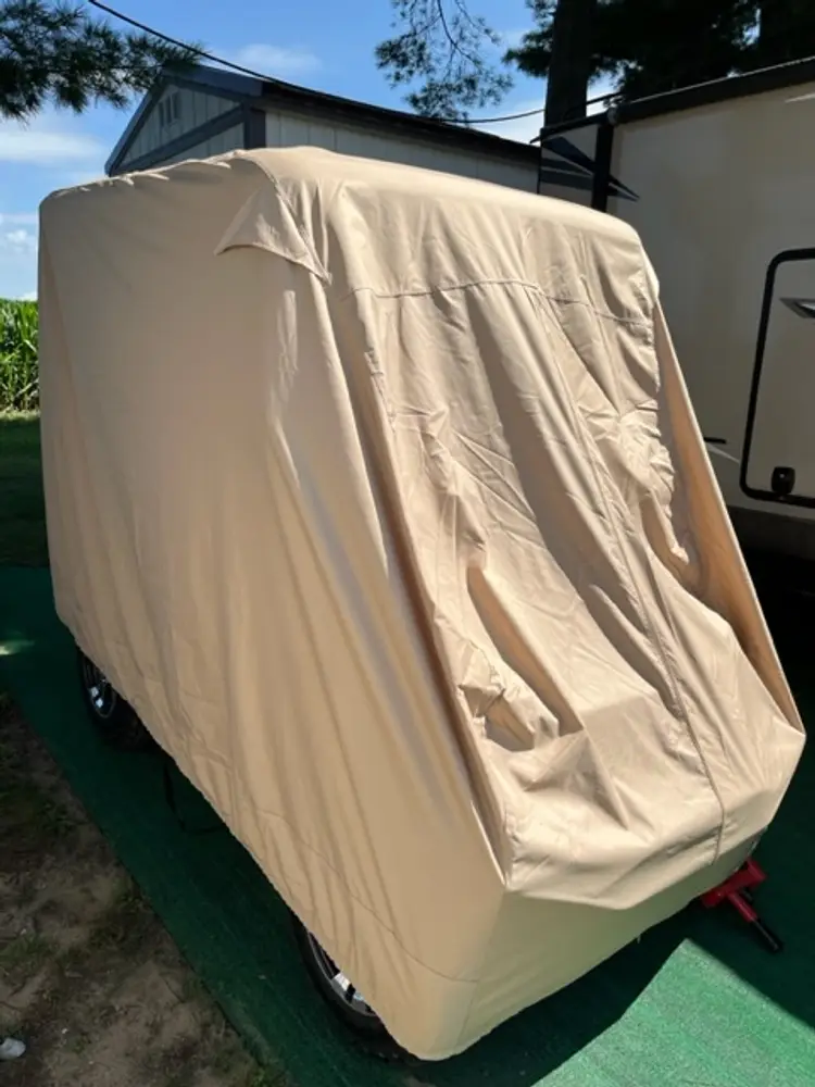 Autoabdeckungenheute.com - Golf Cart Cover for 2023 TrailMaster Taurus 200 GV 4 Passenger Extended Roof - Premium Edition